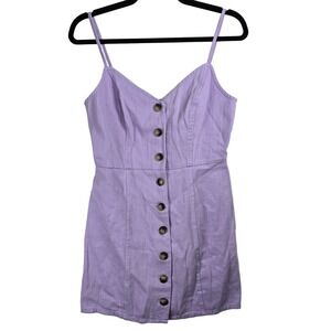 Re:Named Purple Button Up Mini Sleeveless Dress Size Small‎ 100% Cotton